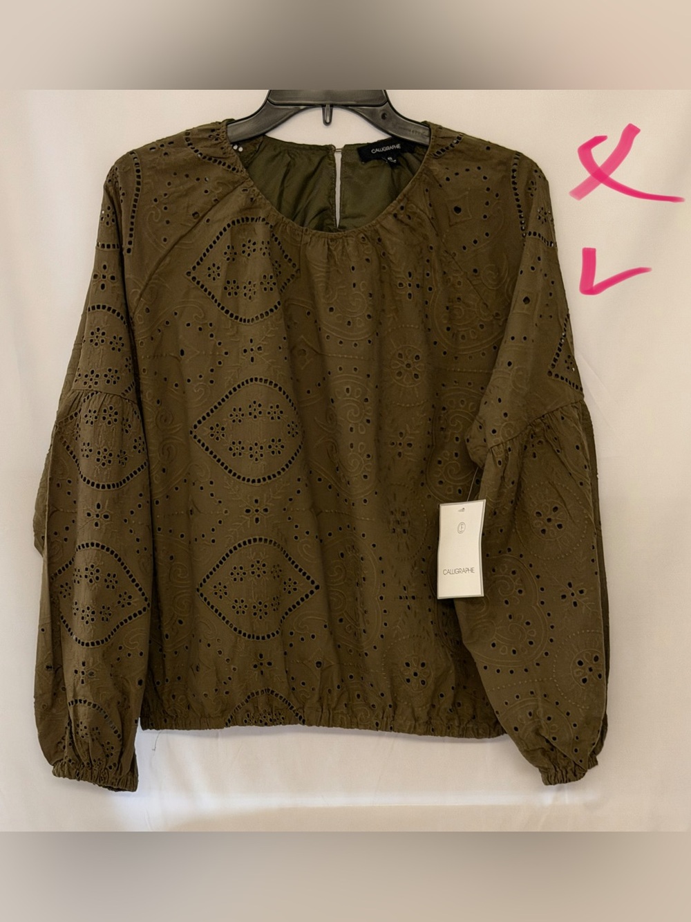 Cutout Eyelet Peasant Blouse in Brown by Club Monaco